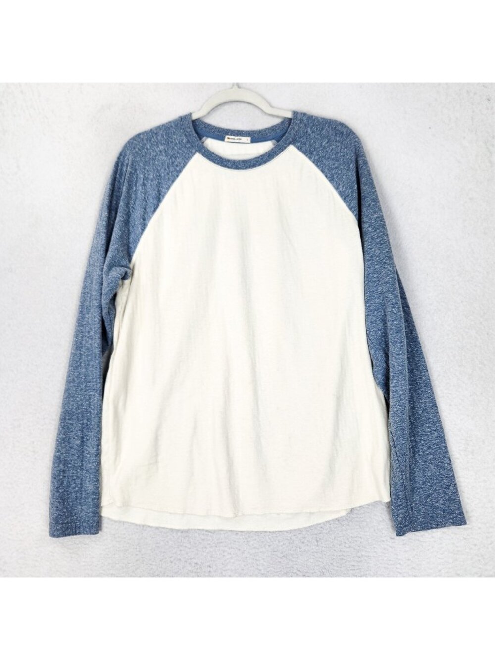 Marine Layer Shirt Mens Large White Blue Raglan Baseball Long Sleeve Casual Tee
